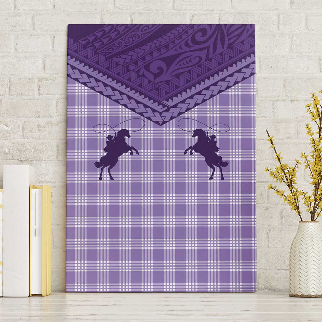Aloha Hawaii Cowboys Paniolo Canvas Wall Art Violet Palaka - Polynesian Pride