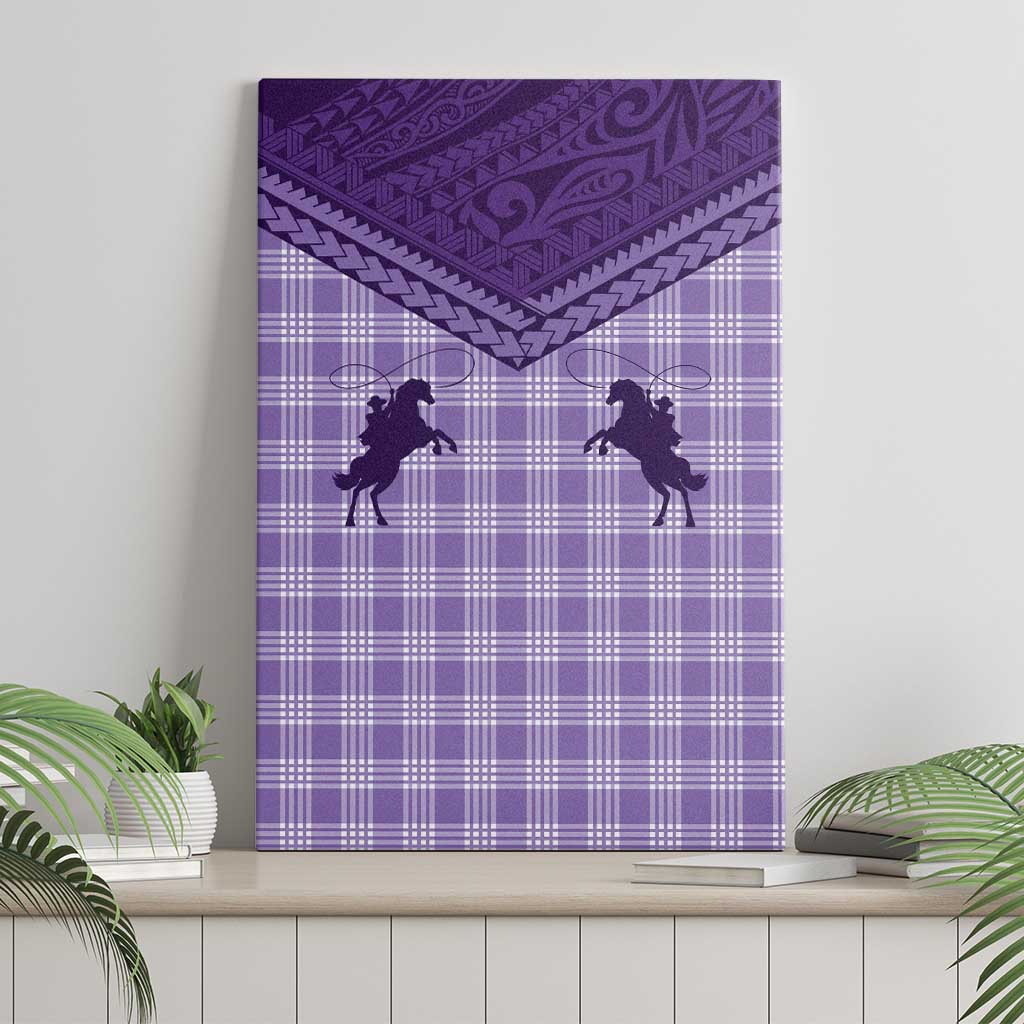 Aloha Hawaii Cowboys Paniolo Canvas Wall Art Violet Palaka - Polynesian Pride