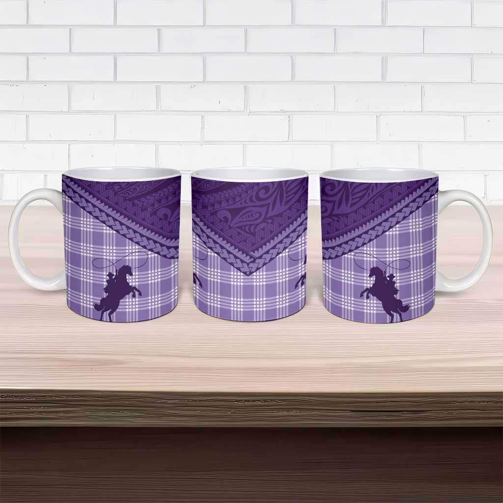 Aloha Hawaii Cowboys Paniolo Ceramic Mug Violet Palaka - Polynesian Pride