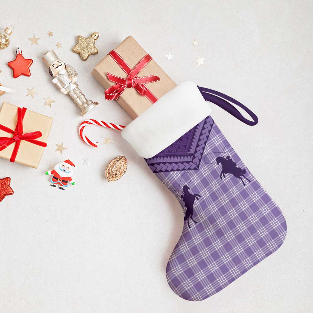 Aloha Hawaii Cowboys Paniolo Christmas Stocking Violet Palaka - Polynesian Pride