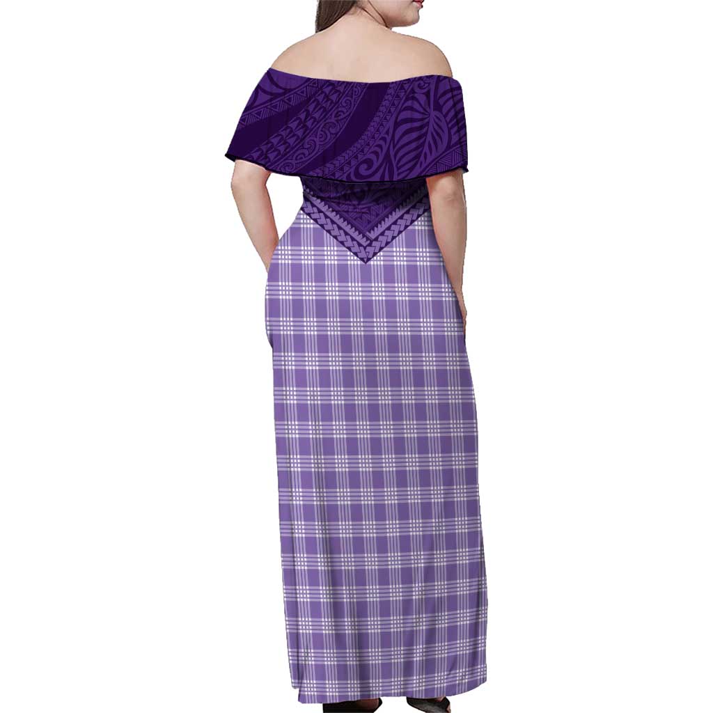 Aloha Hawaii Cowboys Paniolo Family Matching Off Shoulder Maxi Dress and Hawaiian Shirt Violet Palaka - Polynesian Pride
