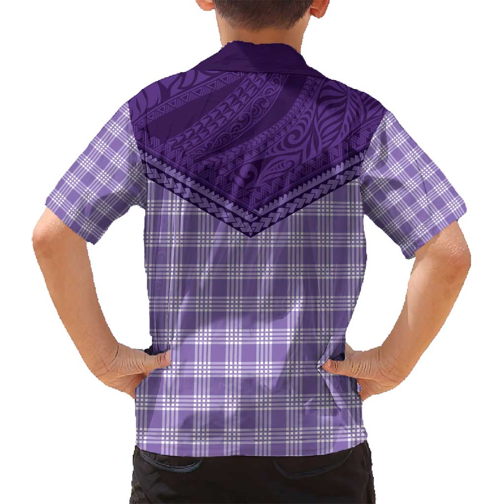 Aloha Hawaii Cowboys Paniolo Family Matching Puletasi and Hawaiian Shirt Violet Palaka - Polynesian Pride