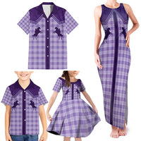 Aloha Hawaii Cowboys Paniolo Family Matching Tank Maxi Dress and Hawaiian Shirt Violet Palaka - Polynesian Pride