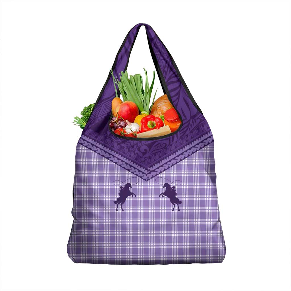 Aloha Hawaii Cowboys Paniolo Grocery Bag Violet Palaka - Polynesian Pride