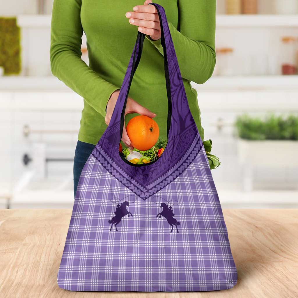 Aloha Hawaii Cowboys Paniolo Grocery Bag Violet Palaka - Polynesian Pride