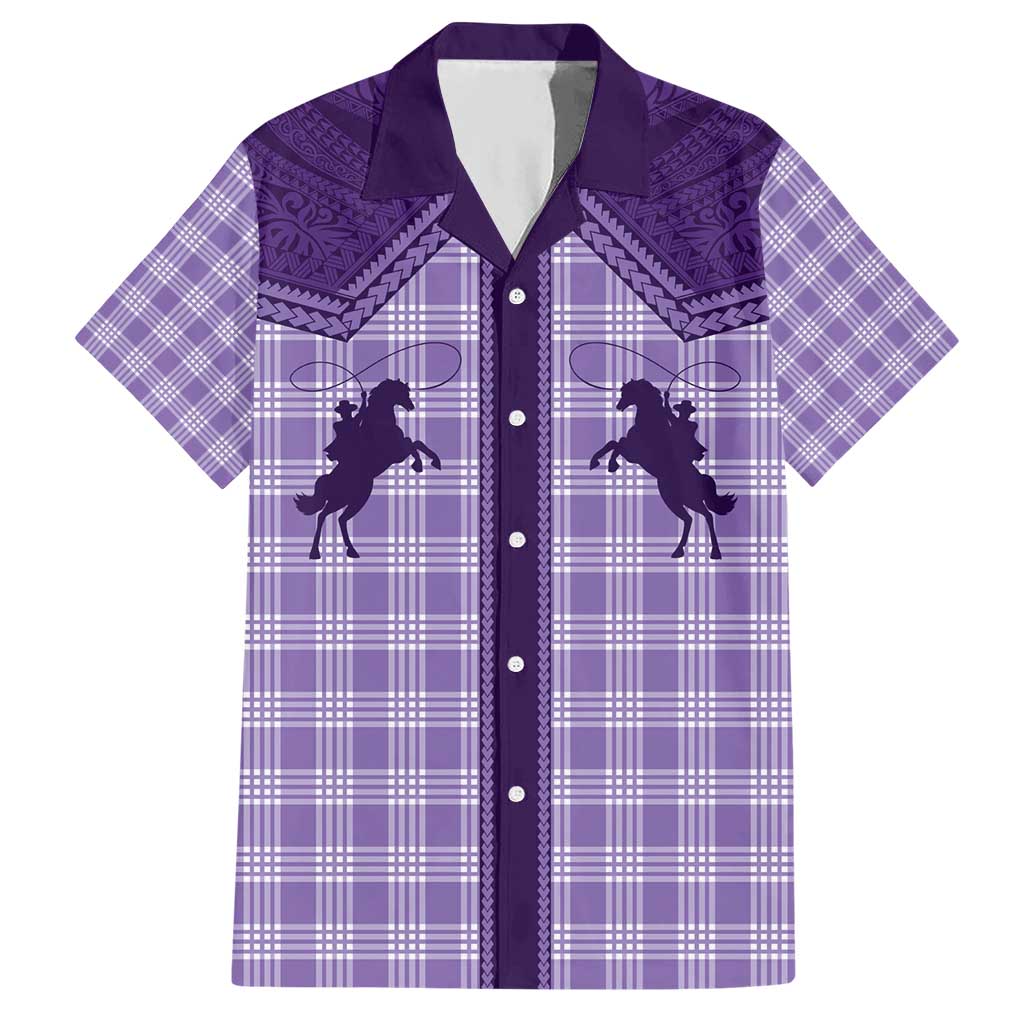 Aloha Hawaii Cowboys Paniolo Hawaiian Shirt Violet Palaka - Polynesian Pride