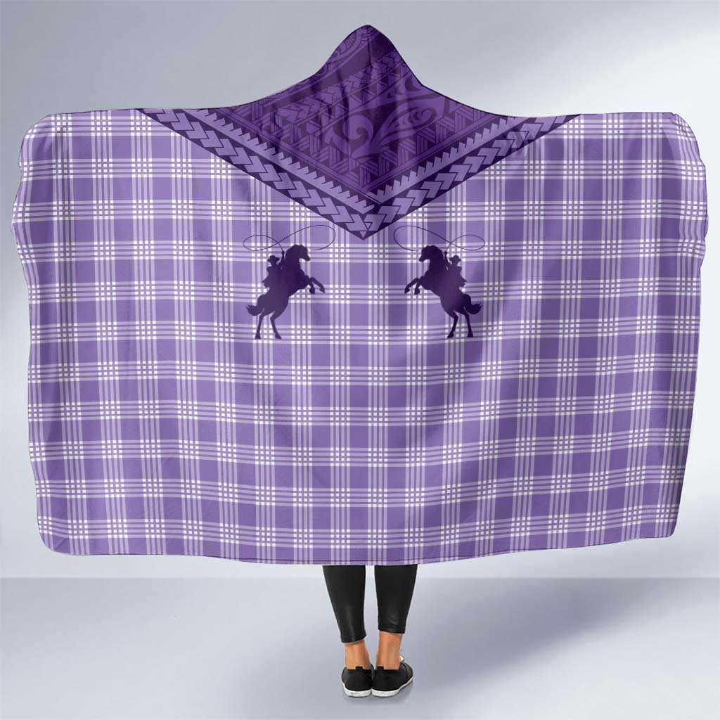 Aloha Hawaii Cowboys Paniolo Hooded Blanket Violet Palaka - Polynesian Pride