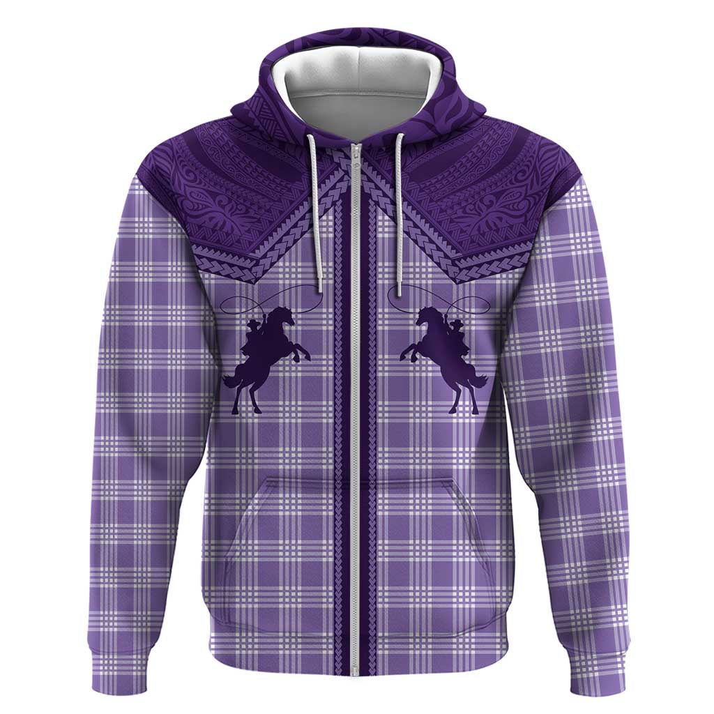 Aloha Hawaii Cowboys Paniolo Hoodie Violet Palaka - Polynesian Pride