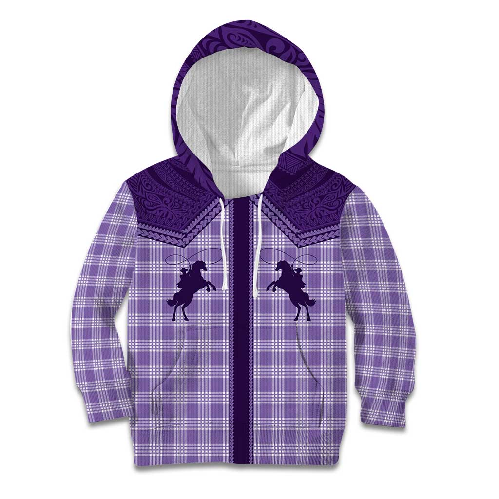 Aloha Hawaii Cowboys Paniolo Kid Hoodie Violet Palaka - Polynesian Pride