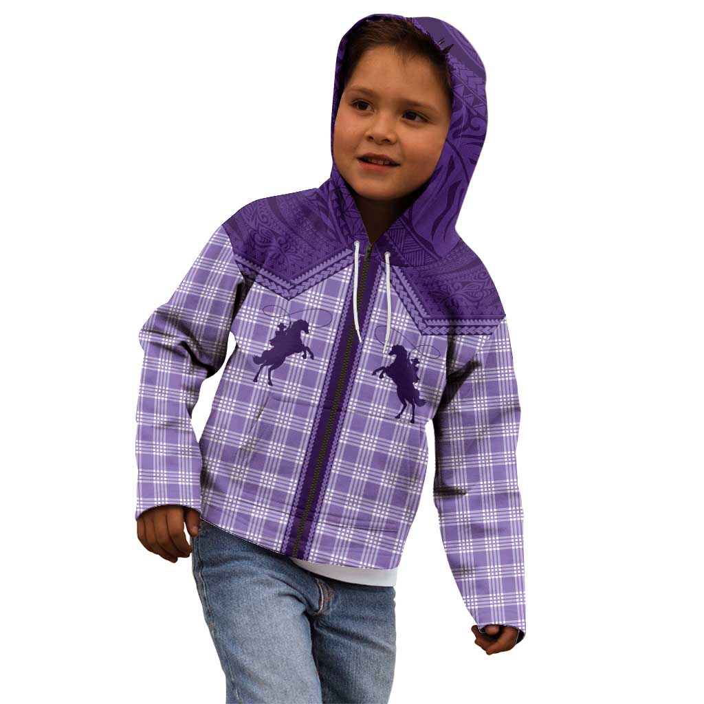 Aloha Hawaii Cowboys Paniolo Kid Hoodie Violet Palaka - Polynesian Pride