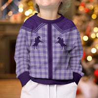 Aloha Hawaii Cowboys Paniolo Kid Ugly Christmas Sweater Violet Palaka - Polynesian Pride