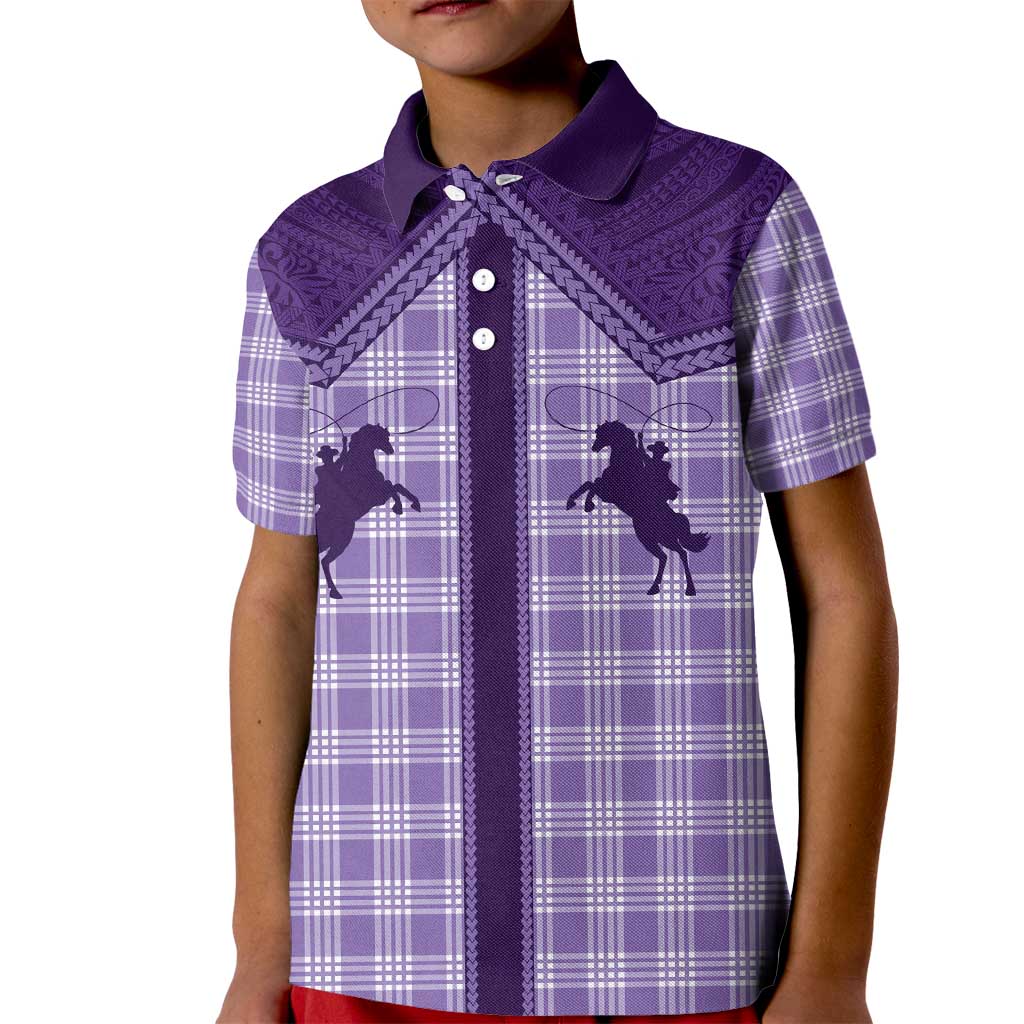 Aloha Hawaii Cowboys Paniolo Kid Polo Shirt Violet Palaka - Polynesian Pride