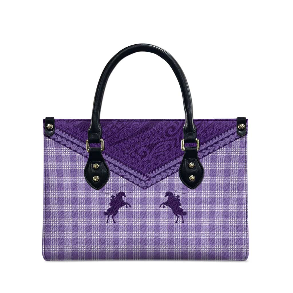 Aloha Hawaii Cowboys Paniolo Leather Bag Violet Palaka - Polynesian Pride