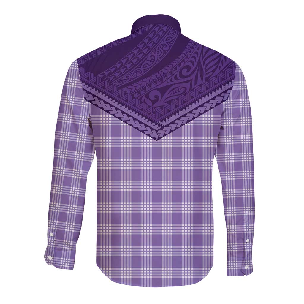 Aloha Hawaii Cowboys Paniolo Long Sleeve Button Shirt Violet Palaka - Polynesian Pride