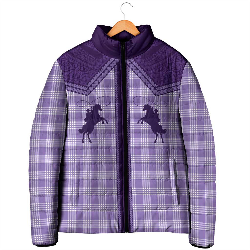 Aloha Hawaii Cowboys Paniolo Padded Jacket Violet Palaka - Polynesian Pride