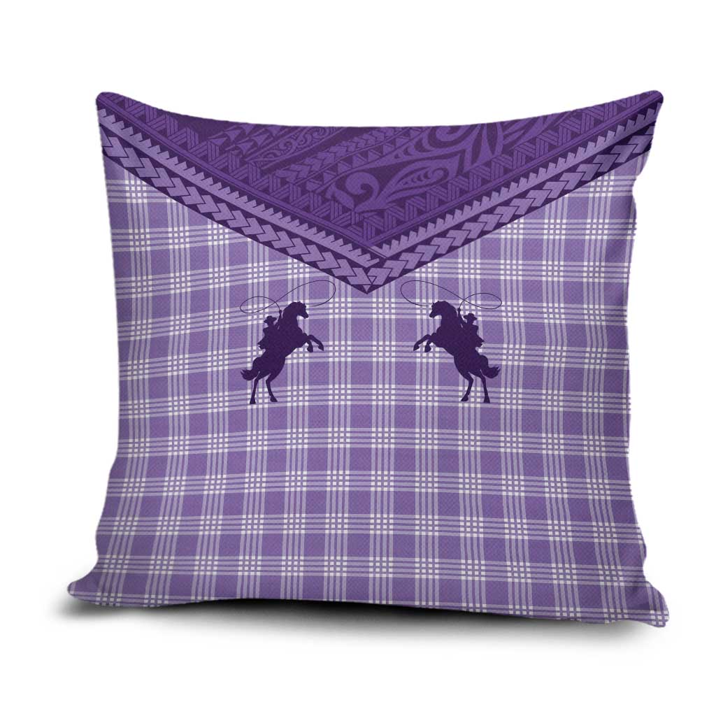 Aloha Hawaii Cowboys Paniolo Pillow Cover Violet Palaka - Polynesian Pride