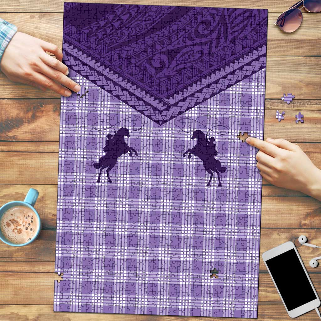 Aloha Hawaii Cowboys Paniolo Puzzle Violet Palaka - Polynesian Pride