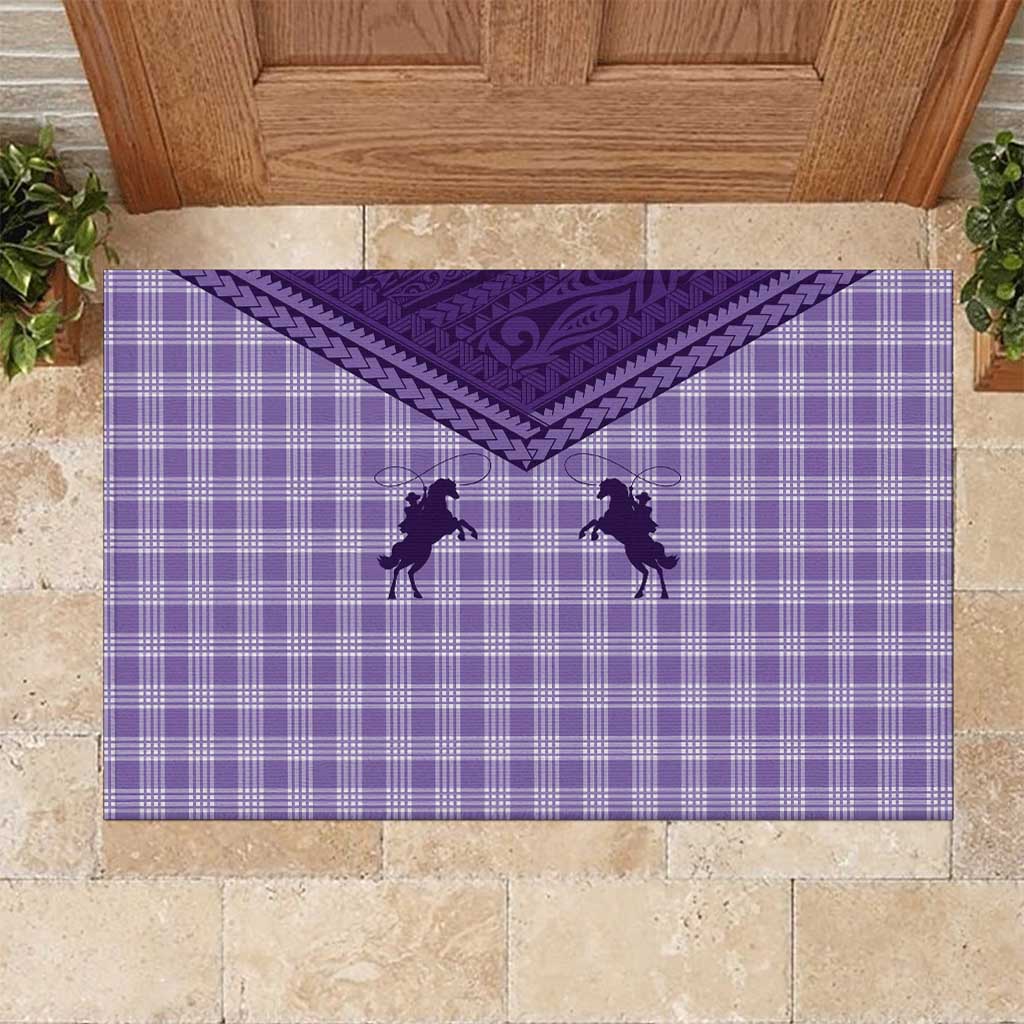 Aloha Hawaii Cowboys Paniolo Rubber Doormat Violet Palaka - Polynesian Pride