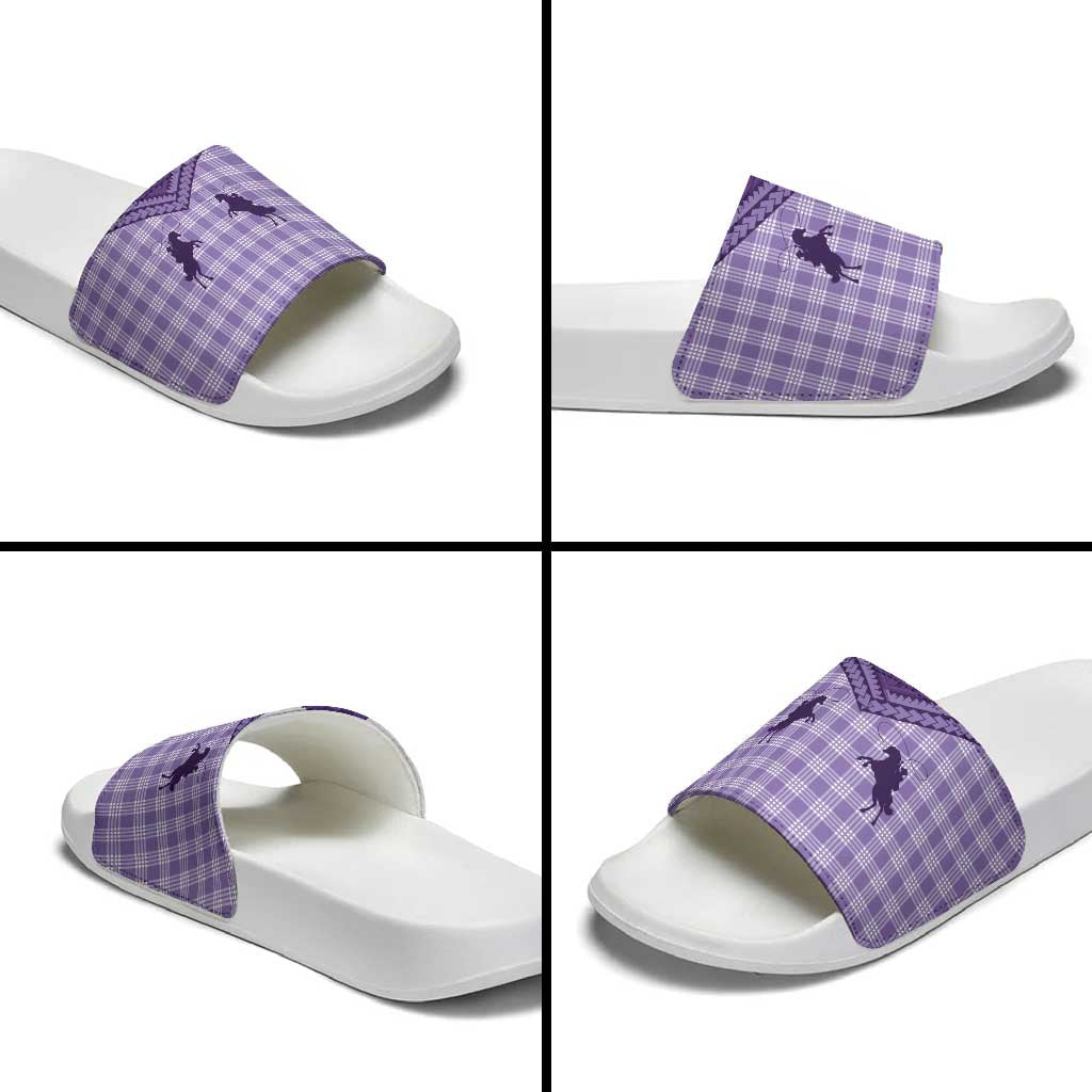 Aloha Hawaii Cowboys Paniolo Slide Sandals Violet Palaka - Polynesian Pride