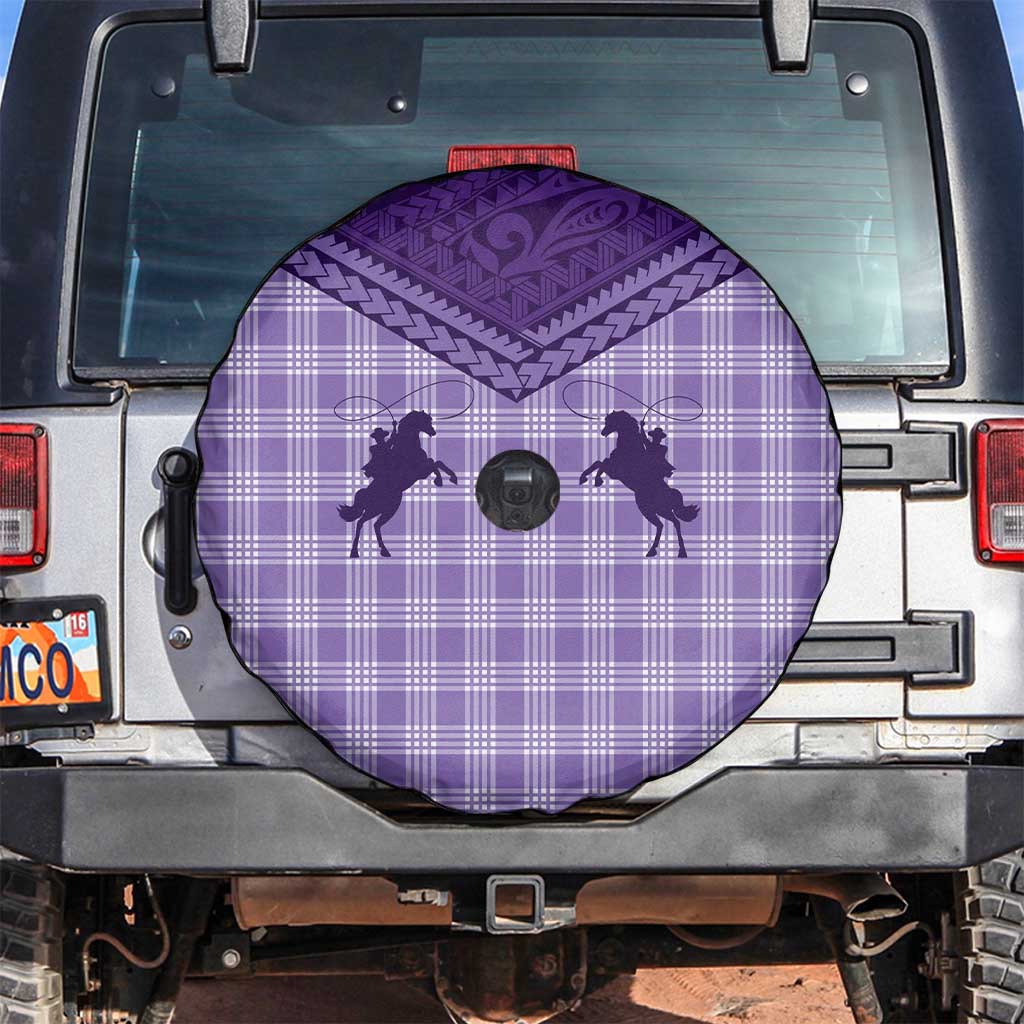 Aloha Hawaii Cowboys Paniolo Spare Tire Cover Violet Palaka - Polynesian Pride
