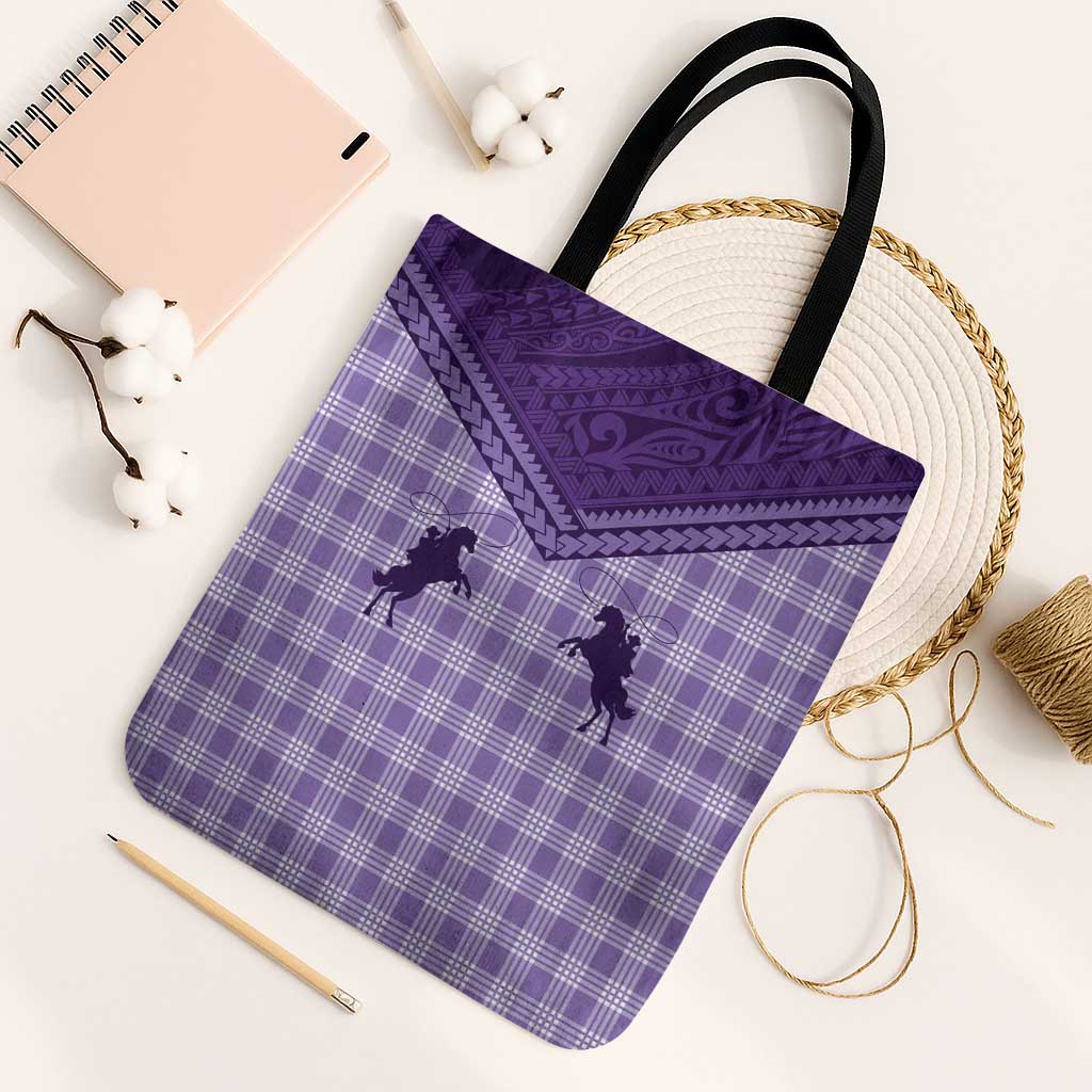Aloha Hawaii Cowboys Paniolo Tote Bag Violet Palaka - Polynesian Pride