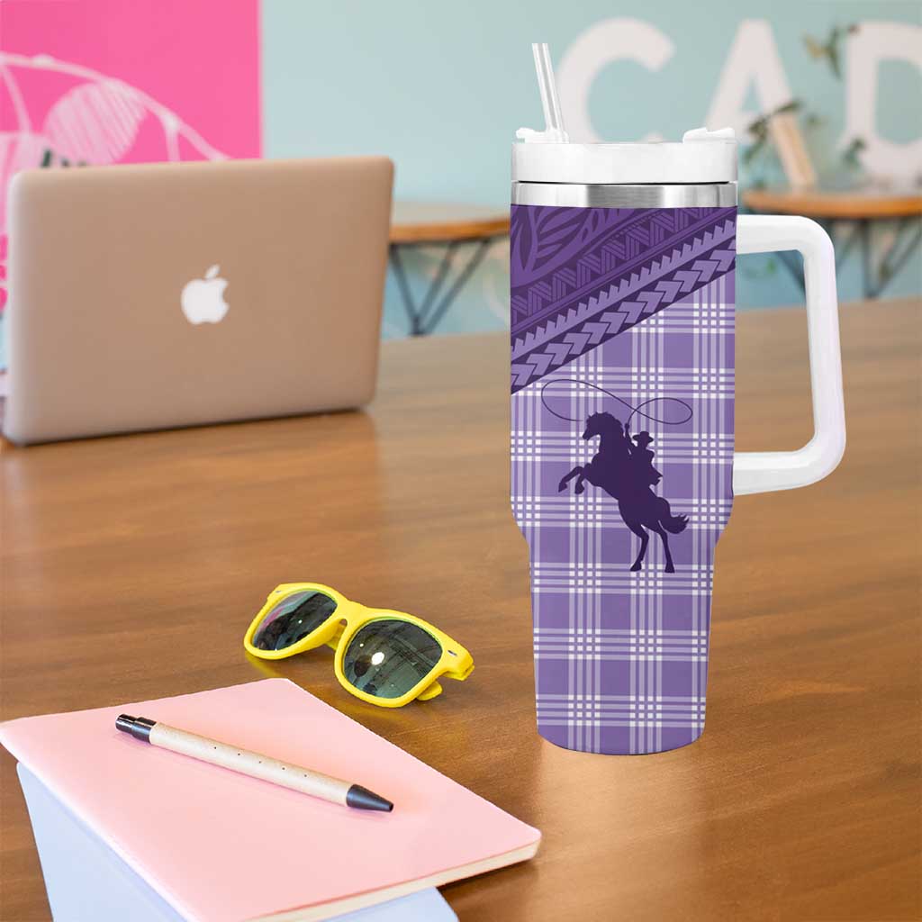 Aloha Hawaii Cowboys Paniolo Tumbler With Handle Violet Palaka - Polynesian Pride