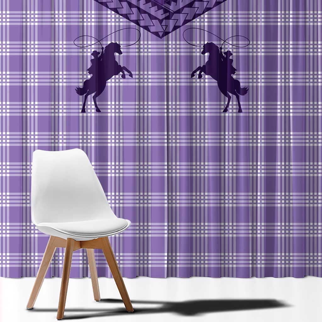 Aloha Hawaii Cowboys Paniolo Window Curtain Violet Palaka - Polynesian Pride