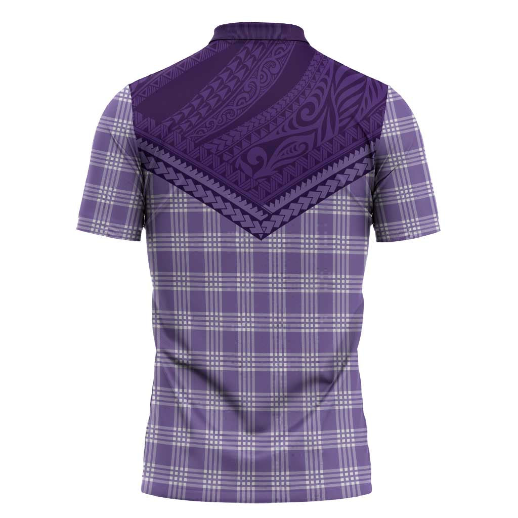 Aloha Hawaii Cowboys Paniolo Zipper Polo Shirt Violet Palaka - Polynesian Pride