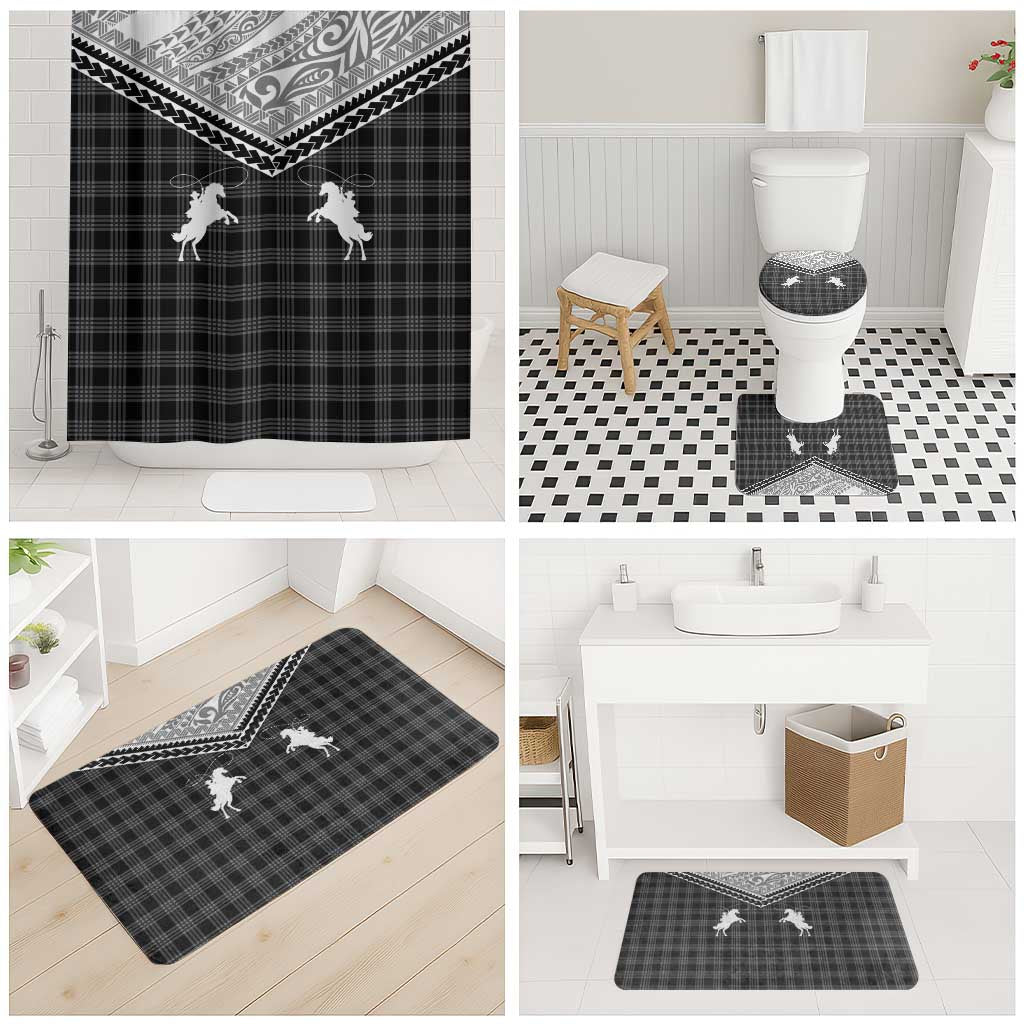 Aloha Hawaii Cowboys Paniolo Bathroom Set Black Palaka - Polynesian Pride