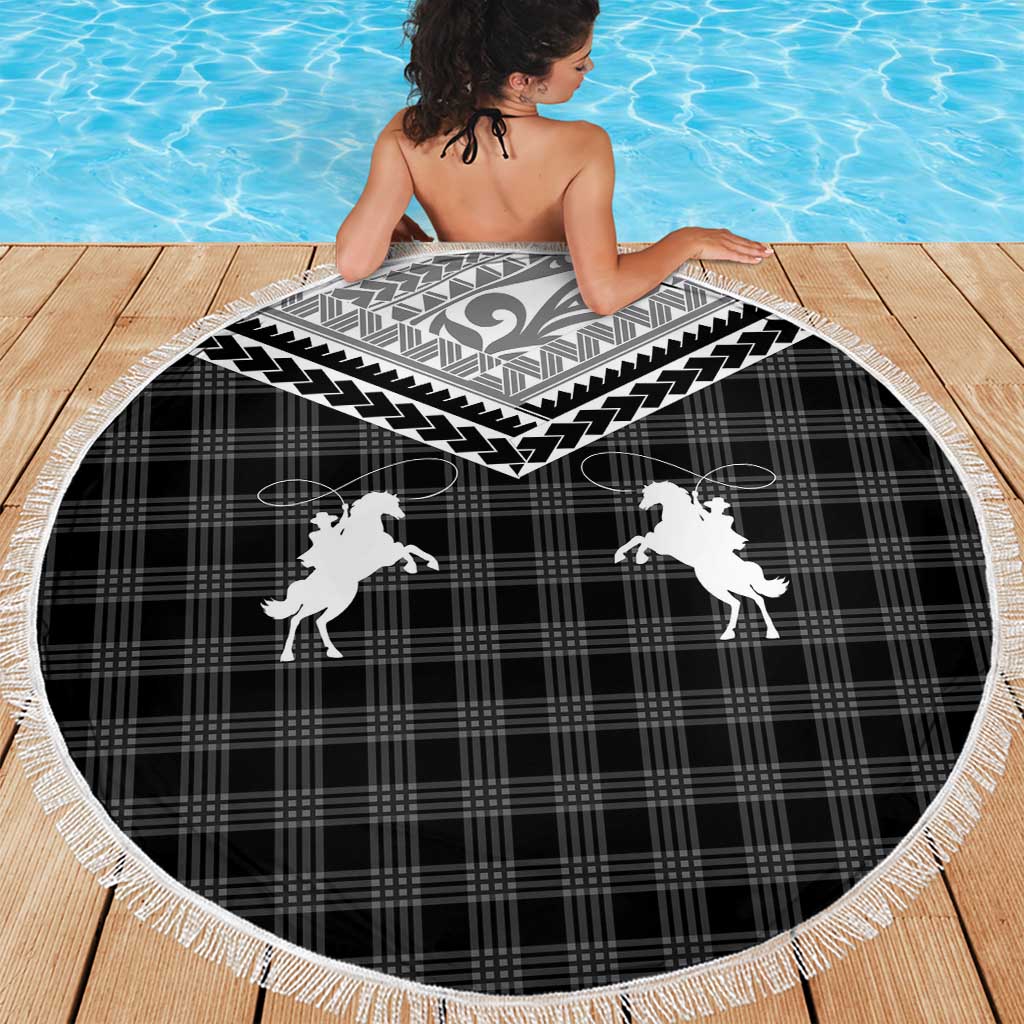 Aloha Hawaii Cowboys Paniolo Beach Blanket Black Palaka - Polynesian Pride