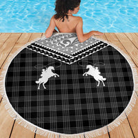 Aloha Hawaii Cowboys Paniolo Beach Blanket Black Palaka - Polynesian Pride