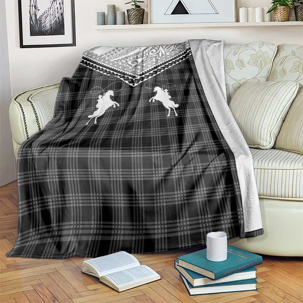 Aloha Hawaii Cowboys Paniolo Blanket Black Palaka - Polynesian Pride