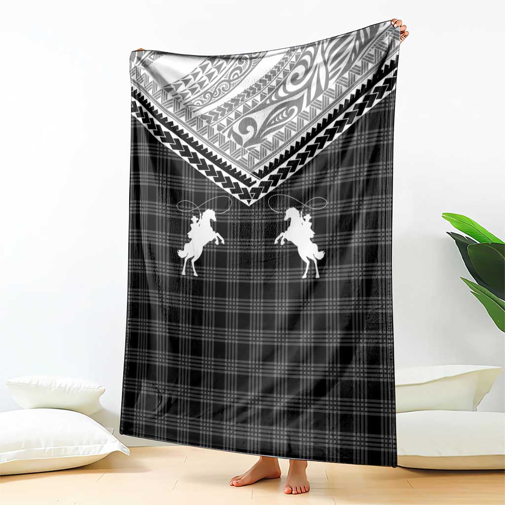 Aloha Hawaii Cowboys Paniolo Blanket Black Palaka - Polynesian Pride
