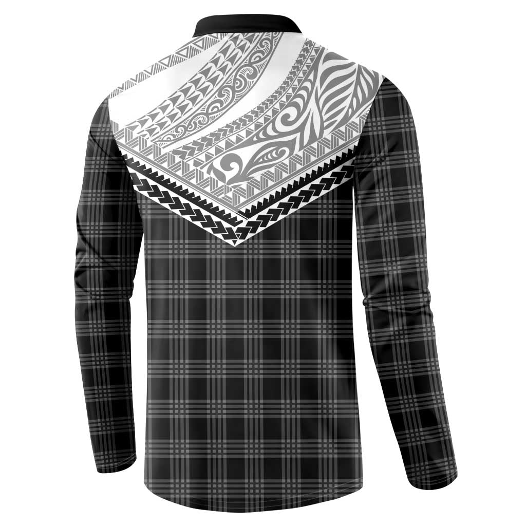 Aloha Hawaii Cowboys Paniolo Button Sweatshirt Black Palaka - Polynesian Pride