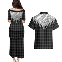 Aloha Hawaii Cowboys Paniolo Couples Matching Puletasi and Hawaiian Shirt Black Palaka - Polynesian Pride