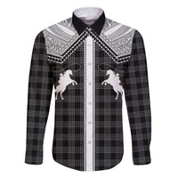 Aloha Hawaii Cowboys Paniolo Family Matching Off Shoulder Short Dress and Hawaiian Shirt Black Palaka - Polynesian Pride