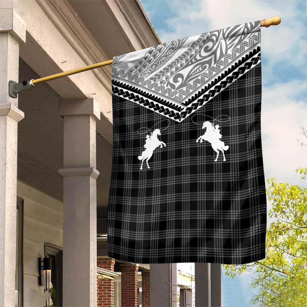 Aloha Hawaii Cowboys Paniolo Garden Flag Black Palaka - Polynesian Pride