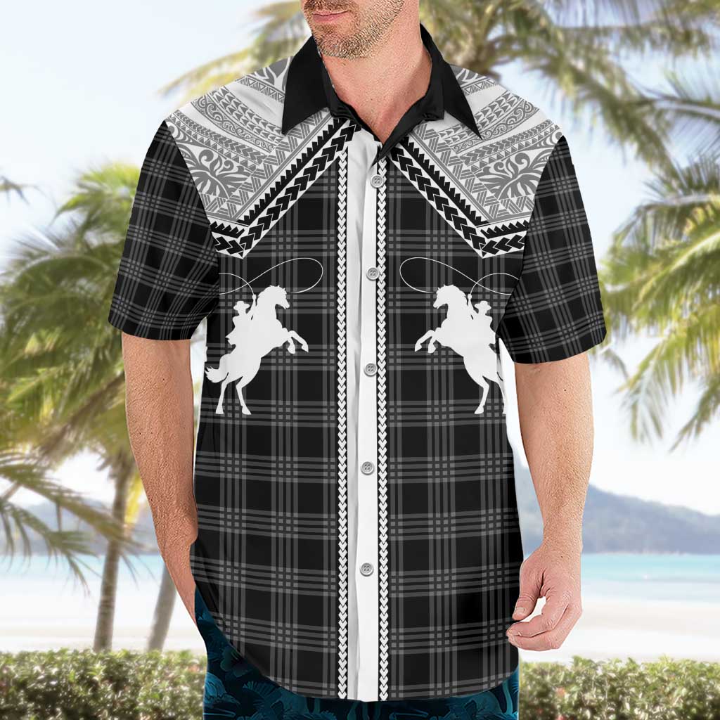 Aloha Hawaii Cowboys Paniolo Hawaiian Shirt Black Palaka - Polynesian Pride