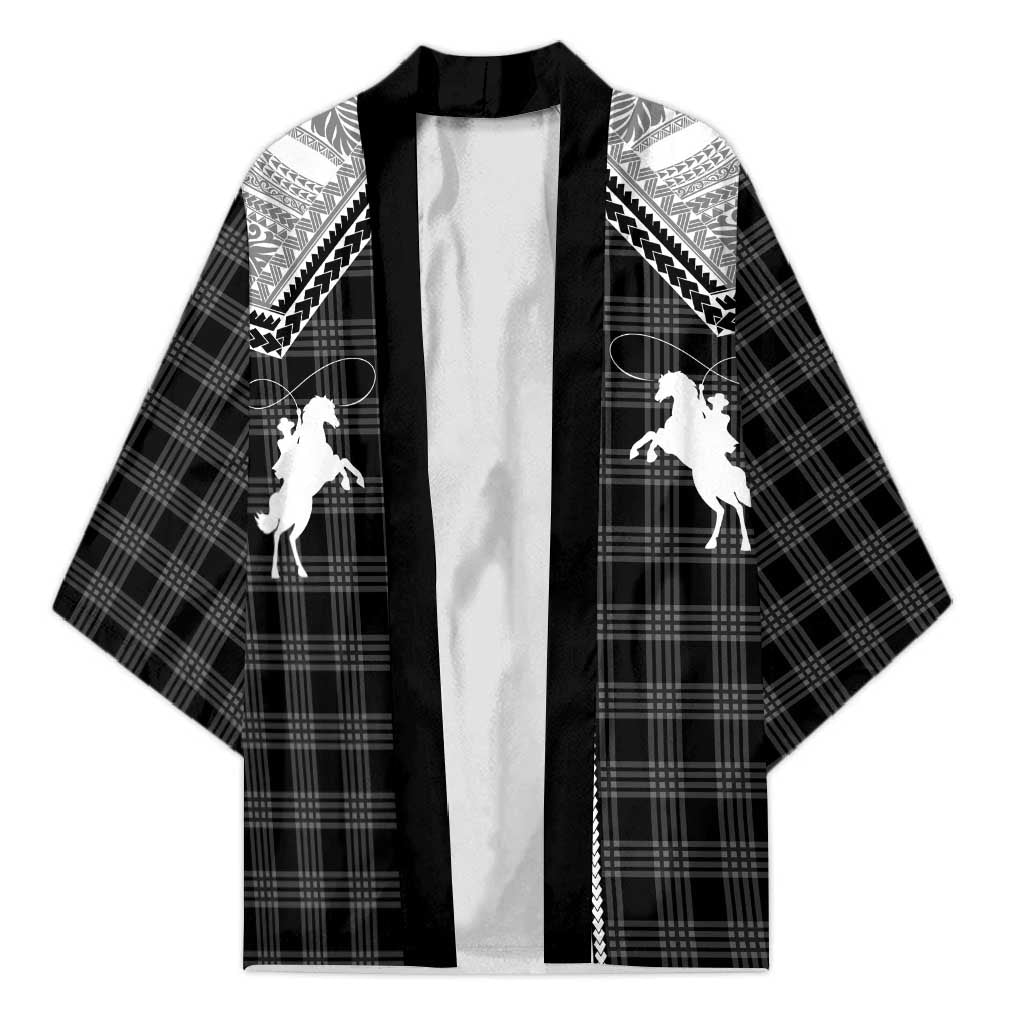 Aloha Hawaii Cowboys Paniolo Kimono Black Palaka - Polynesian Pride