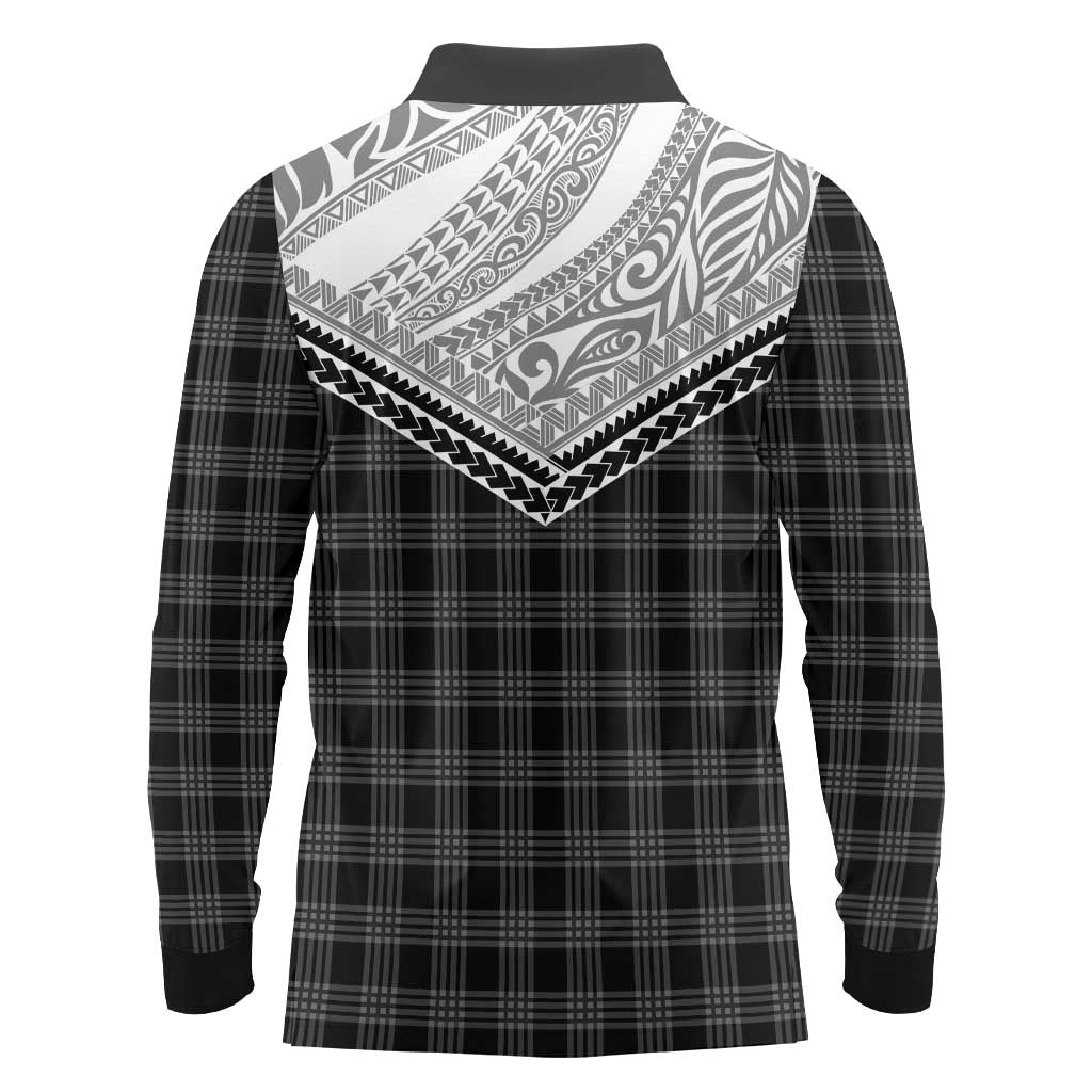 Aloha Hawaii Cowboys Paniolo Long Sleeve Polo Shirt Black Palaka - Polynesian Pride