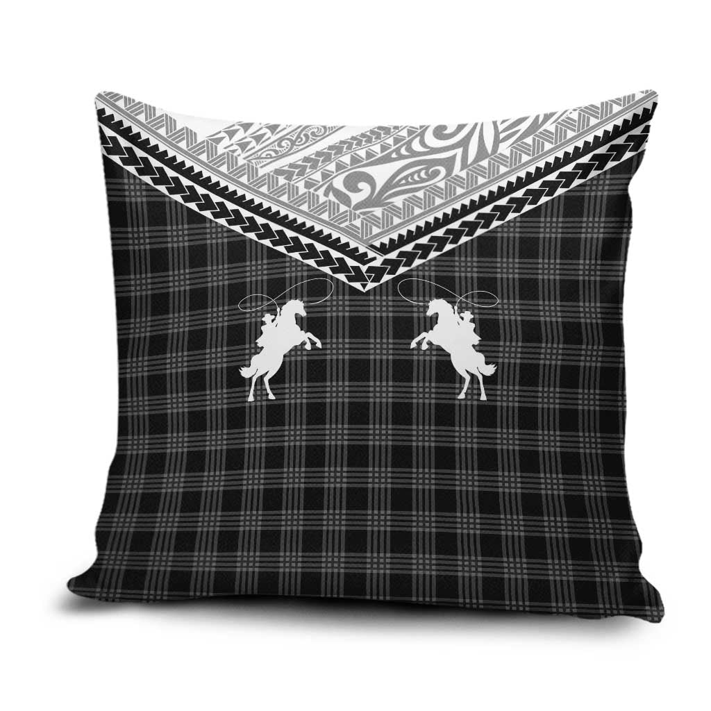 Aloha Hawaii Cowboys Paniolo Pillow Cover Black Palaka - Polynesian Pride