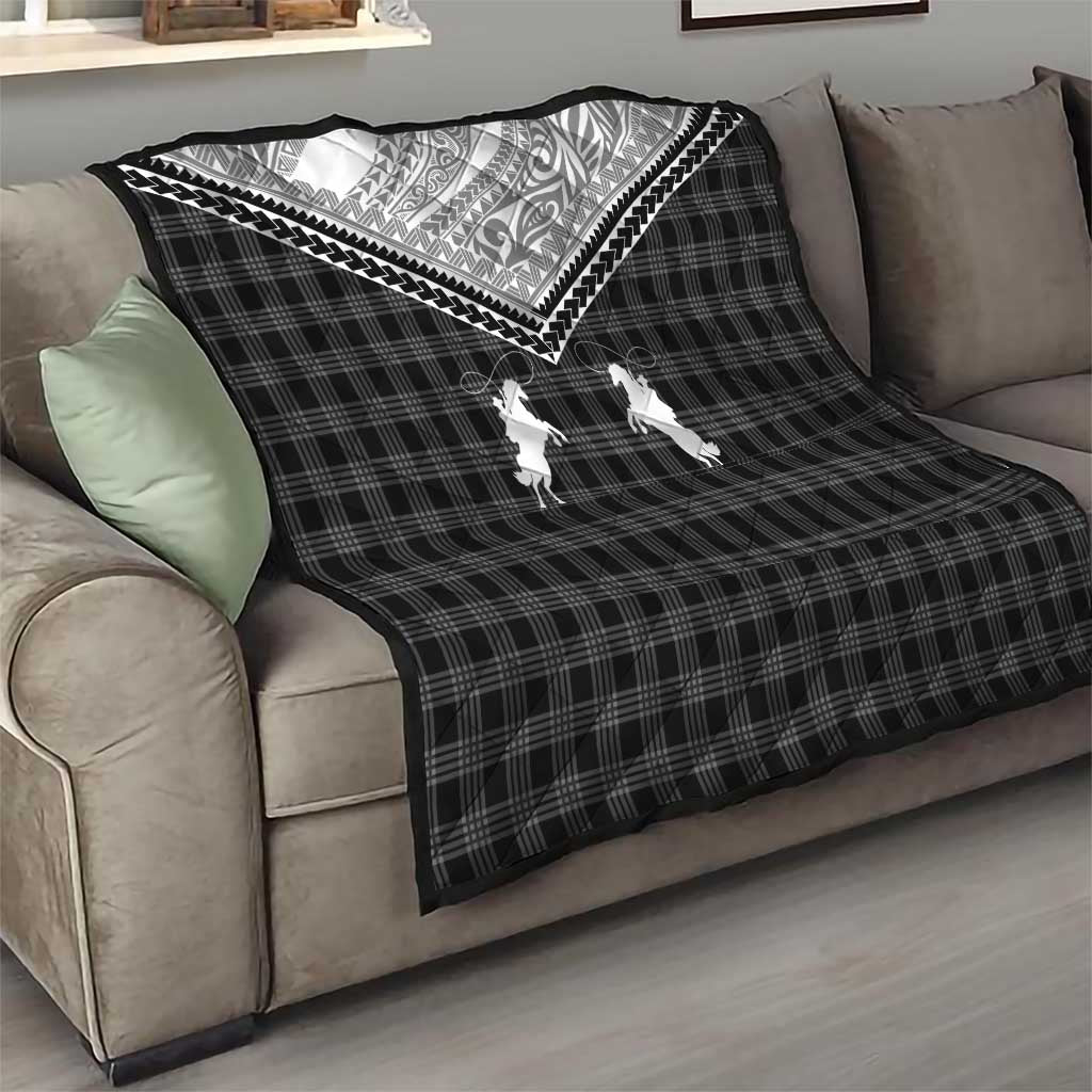 Aloha Hawaii Cowboys Paniolo Quilt Black Palaka - Polynesian Pride