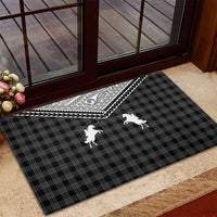 Aloha Hawaii Cowboys Paniolo Rubber Doormat Black Palaka - Polynesian Pride