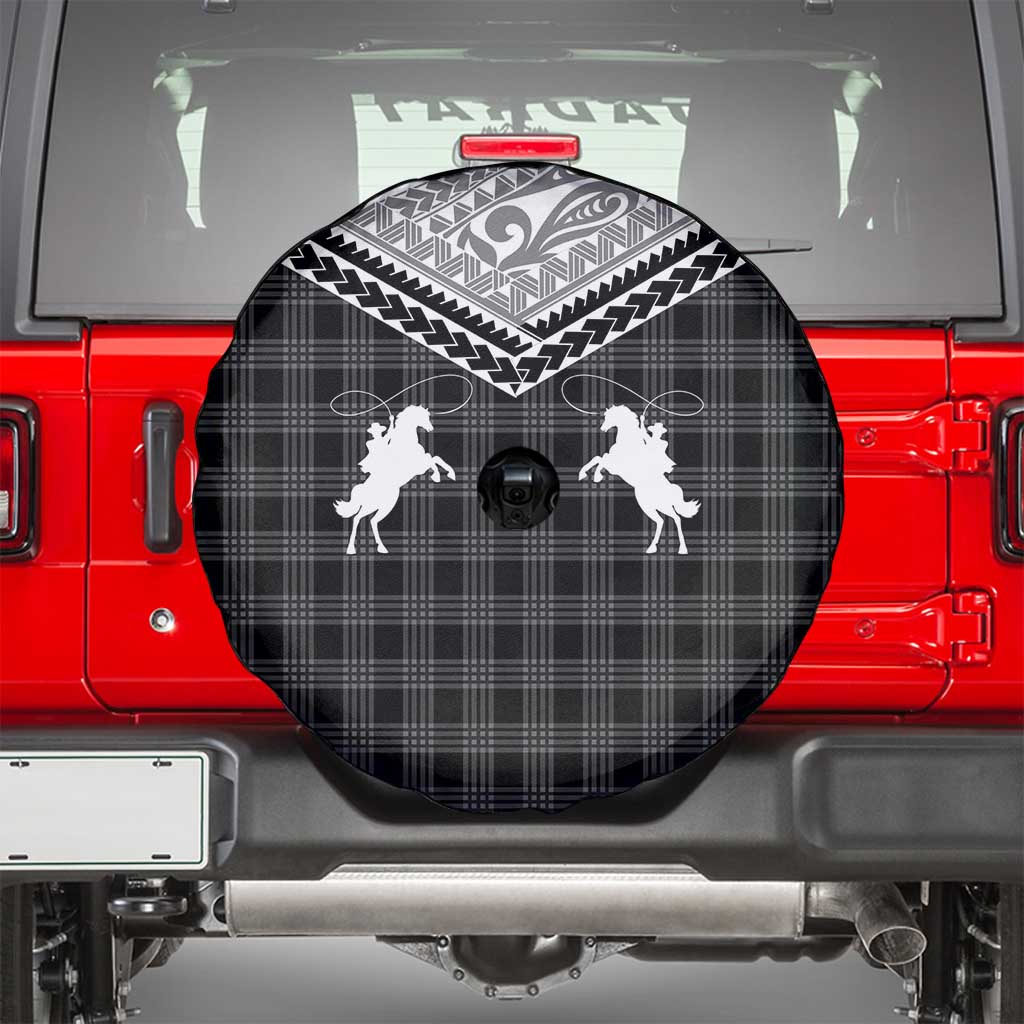Aloha Hawaii Cowboys Paniolo Spare Tire Cover Black Palaka - Polynesian Pride