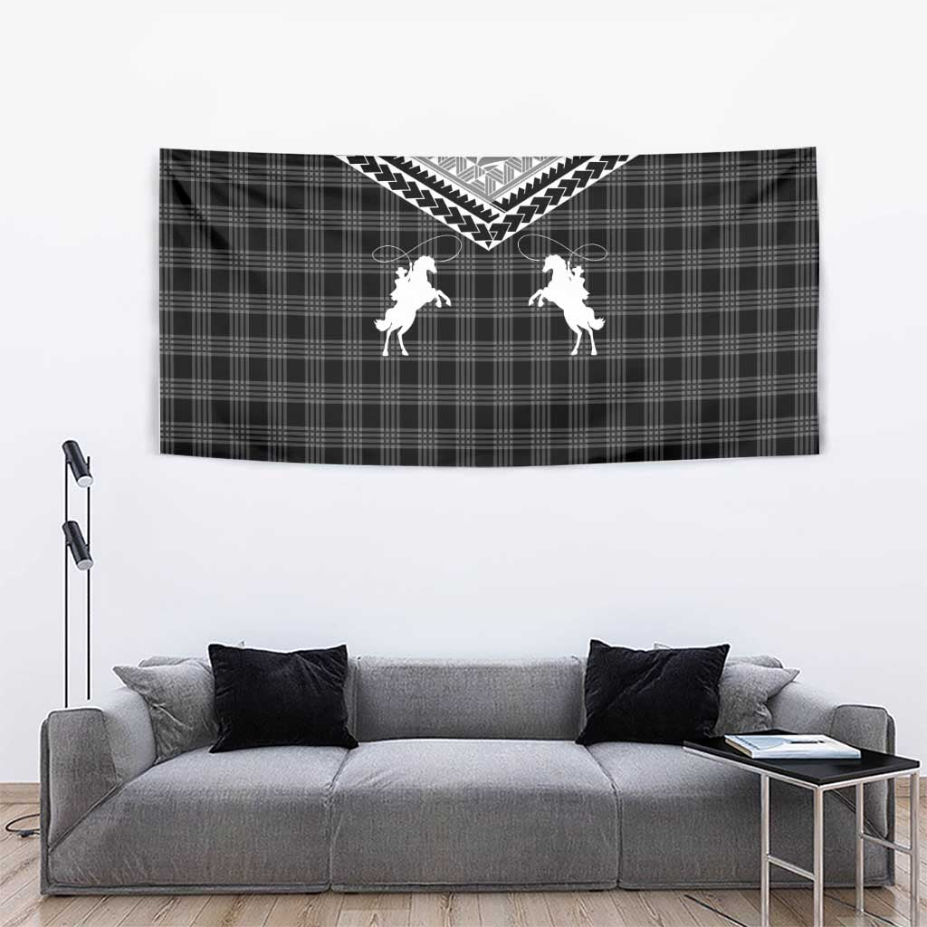 Aloha Hawaii Cowboys Paniolo Tapestry Black Palaka LT7 - Polynesian Pride