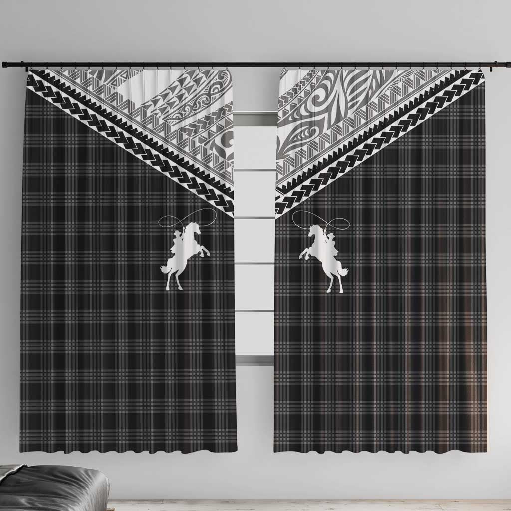 Aloha Hawaii Cowboys Paniolo Window Curtain Black Palaka - Polynesian Pride