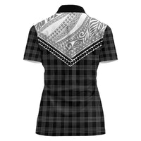 Aloha Hawaii Cowboys Paniolo Women Polo Shirt Black Palaka - Polynesian Pride