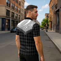 Aloha Hawaii Cowboys Paniolo Zipper Polo Shirt Black Palaka - Polynesian Pride