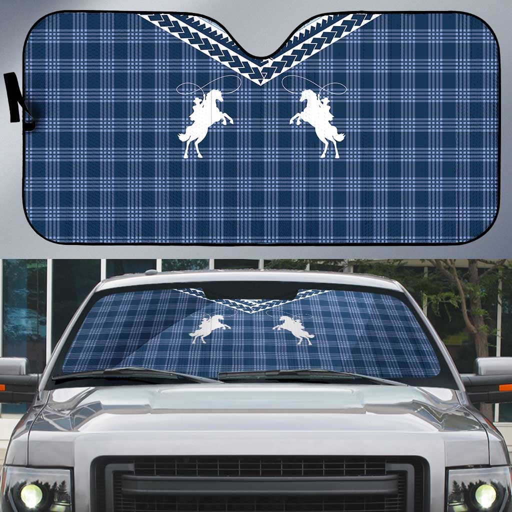 Aloha Hawaii Cowboys Paniolo Auto Sun Shade Navy Blue Palaka - Polynesian Pride