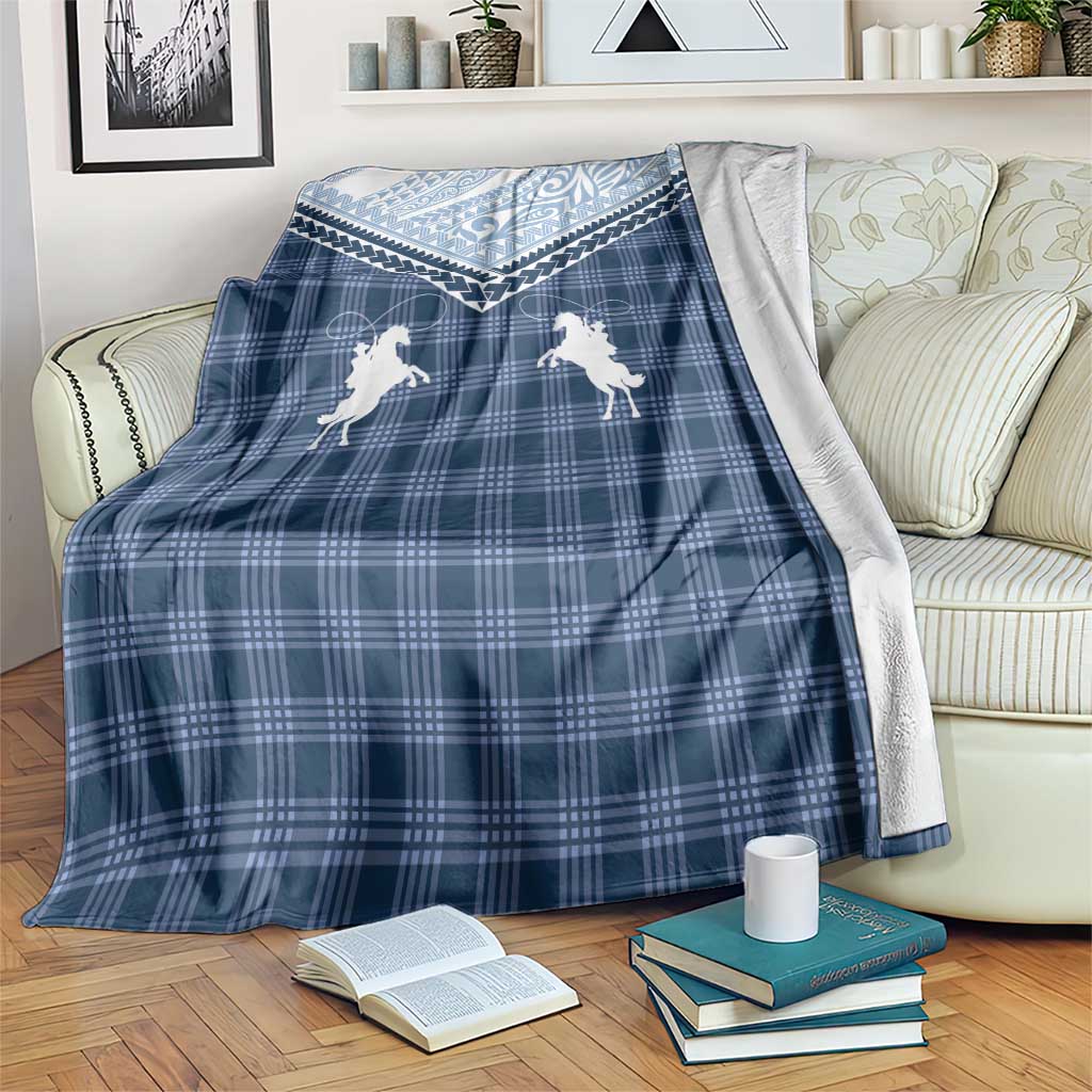 Aloha Hawaii Cowboys Paniolo Blanket Navy Blue Palaka - Polynesian Pride